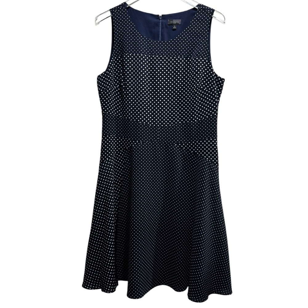 The Limited Blue Polka Dot A-Line Dress Sleeveless Crew Neck Size 12
